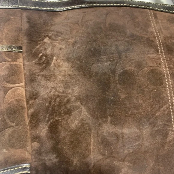 COACH Chocolate Signature Shoulder Bag Suede Logo Y2K F14000 - Picture 6 of 13